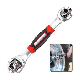 Trade Shop - 48 In 1 Chiave Multifunzione Universale Cricchetto Angolo Fino A 45° Ruota 360 -
