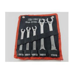 Trade Shop - Set 5 Chiavi Esagonali Aperte Raccordi Tubi Freni 8x10 9x11 10x12 14x17 17x19 -