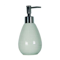 Trade Shop - Portasapone Porta Sapone Cilindrico Bianco 10334 Trama Righe Ceramica Sapone -