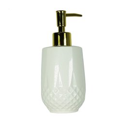 Trade Shop - Portasapone Porta Sapone Cilindrico Bianco 10351 Trama Rombo Ceramica Sapone -