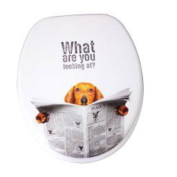 Trade Shop - Copriwater Universale Cagnolino Con Giornale 69003 Sedile Bagno Wc Water - 3,5