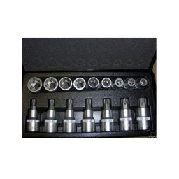 Trade Shop - Kit Inserti E Bussole Boccole Impronta Torx Per Set 17 Pezzi 1/2" 3 4 -
