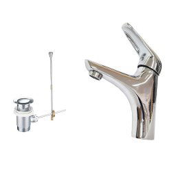 Trade Shop - Miscelatore Bagno Lavandino 52970 Piletta Scarico Filtro Fisso Doppio Foro -