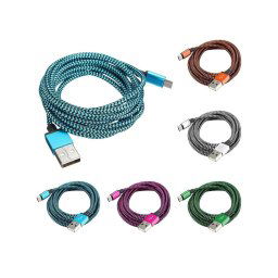 Trade Shop - Cavo Microusb Intrecciato Lungo 2 Metri Universale Caricatore Smartphone Android -