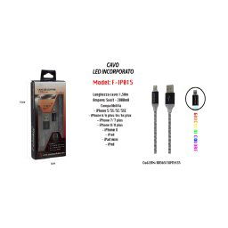 Trade Shop - Cavo Ricarica Led Incorporato Per Iphone Ipad Ipod 5volt-2000ma Maxtech F-ip015 -