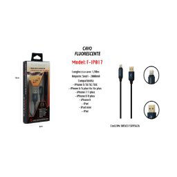 Trade Shop - Cavo Fluorescente Ricarica Per Iphone Ipad Ipod 1,50mt 5volt - 2000ma Maxtech F-ip017 -