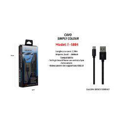 Trade Shop - Cavo Usb Android 5pin 2.50 Mt 5v-2100ma Per Smartphone Fotocamere Maxtech F-s004 Nero -