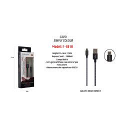 Trade Shop - Cavo Simply Colour Per Smartphone 5volt - 2000ma Lunghezza 1,5mt Maxtech F-s010 -