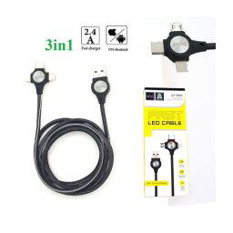 Trade Shop - Cavo Ricarica Dati 3 In 1 Micro Usb Lightning Type C Smartphone 2.4a Fast Charge -