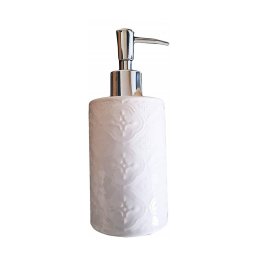 Trade Shop - Portasapone Cilindrico Barocco Bianco 10317 Trama Legno 18cm Ceramica Sapone -