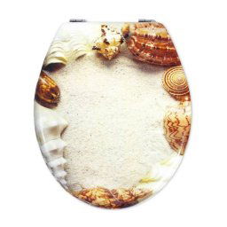 Trade Shop - Sedile Copriwater Universale Per Bagno Copri Wc Water In Legno Conchiglie 52896 - 3,5