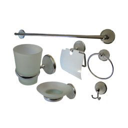 Trade Shop - Set Accessori Bagno Cromati 6 Pz Arredo Design Bagno Kit Porta Rotolo Set Bagno -
