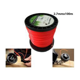 Trade Shop - Filo Per Decespugliatore Tondo 2,7mm Bobina 100mt Tagliaerba Cavo Matassa Rosso -