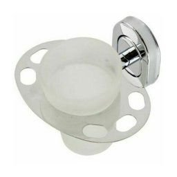 Trade Shop - Porta Spazzolino Dentifricio Con Bicchiere In Vetro Satinato Accessori Bagno -