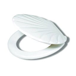 Trade Shop - Copriwater Coprivaso Tavoletta Sedile Wc In Plastica Standard Conchiglia Bianca - 3,5