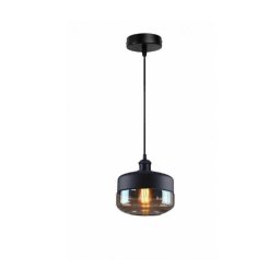 Trade Shop - Lampadario A Sospensione Vintage Da Soffitto E27 Nero Vetro Effetto Ambrato Lp13 -