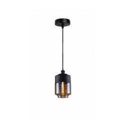Trade Shop - Lampadario A Sospensione Vintage Soffitto Attacco E27 Effetto Ambrato Nero Lp-14 -