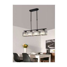 Trade Shop - Lampadario Da Soffitto E27 Sospensione 4 Cubi Design Moderno Metallo Nero A32-4 -