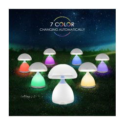 Trade Shop - Lampada Led Rgb A Fungo Colori Cromoterapia Tavolo Comodino 7 Colori Senza Fili -