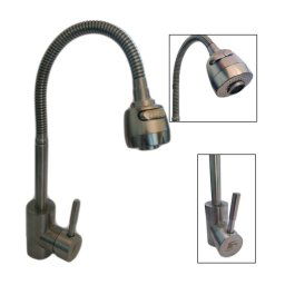 Trade Shop - Rubinetto Miscelatore Monocomando Cucina Lavello Lavabo Con Doccetta Satinato -