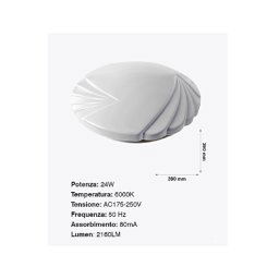 Trade Shop - Plafoniera Da Soffitto Faretto Led 24w Tondo Ventaglio Pannello 2160lm 39cm Design Moderno -