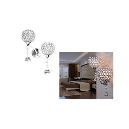 Trade Shop - Applique Da Parete Doppia Lampada Tondo Aperto Cristalli Luce Led Lampadario Design -
