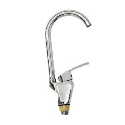 Trade Shop - Miscelatore Rubinetto Canna Alta 52969 Acciaio Argento Lavandino Doppio Foro -