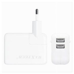 Trade Shop - Caricatore Presa Spina 2 Usb Ultra Ricarica Smartphone 5v-2100ma Maxtech Ca-s012 -