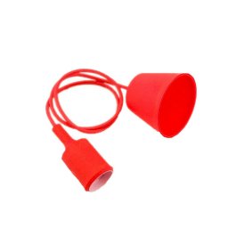 Trade Shop - Portalampada A Sospensione Pendente Lampadario Soffitto E27 Rosso Dt-j01 1 Metro -