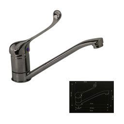 Trade Shop - Miscelatore Lavello Acciaio 58913 Lavandino Monocomando Canna Bassa Rubinetteria -