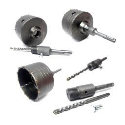 Trade Shop - Fresa Carotatrice A Tazza Per Muro Da 30mm A 130mm + Asta Da 11 Cm Sds Plus -