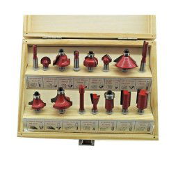 Trade Shop - Set 15 Frese Fresa Per Legno Per Scanalare Rifilare Sanalature Fresatrice 6.35mm -