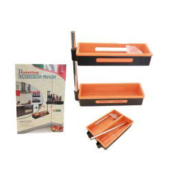 Trade Shop - Mensola Pensile Da Parete Scaffale Muro 2 Vani Rotante 180° Porta Spezie Salse -