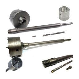 Trade Shop - Fresa Carotatrice A Tazza Per Muro Da 30mm A 130mm + Asta Da 65 Cm Sds Plus -