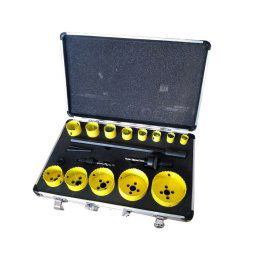 Trade Shop - Set 19 Pz Frese A Tazza Bi Metal Per Trapano 2 Attacchi 13 Frese Prolunga -
