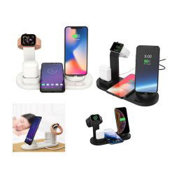 Trade Shop - Stazione Ricarica Wireless 4 In 1 Qi Air Pods Iphone Compatibile Micro Usb Type C -