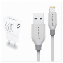 Trade Shop - Caricabatteria Caricatore 2 Porte Usb 2.1a + Cavo Lightning 1 Mt Maxtech Ca-s038 -