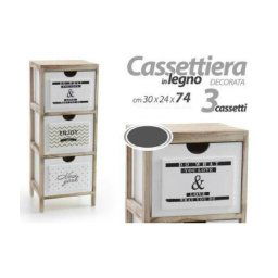 Trade Shop - Mobile Cassettiera Legno Con 3 Cassetti Arredamenti Cucina Portaoggetti Multiuso -