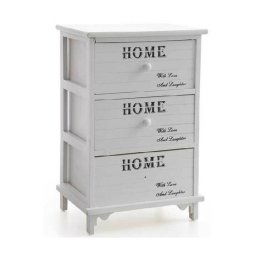 Trade Shop - Cassettiera 3 Cassetti 60x40x31cm Comodino Home Bianco Legno Moderna Multiuso -