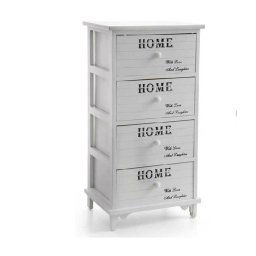 Trade Shop - Cassettiera 4 Cassetti 78x40x31cm Comodino Home Bianco Legno Shabby Multiuso -