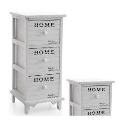 Trade Shop - Cassettiera Con 3 Cassetti H62 26x32cm Decorazione Home Bianca Legno Moderno -