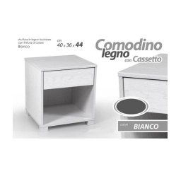 Trade Shop - Comodino Con Casseto Letto Moderno 44x40x36cm Legno Bianco Rovere Sbiancato -