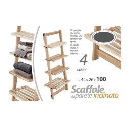 Trade Shop - Scaffale Appoggio Parete H100 42x26 Cm Arredo Bagno Mensole Oggetti Telo Doccia -