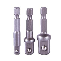 Trade Shop - Set 3 Bussole Inserto Prolunga Per Trapano Avvitatore Attacco 1/2'' 1/4'' 3/8'' -