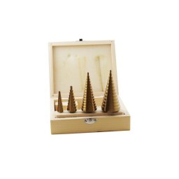 Trade Shop - Kit 4 Punte Frese Coniche Gradino 4-12 4-20 4-32 4-39 Titanio Trapano Avvitatore -