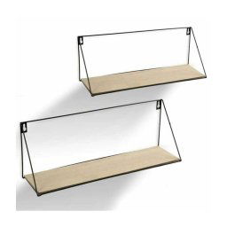Trade Shop - Set 2 Mensole Parete Rettangolare Mensola Scaffale Metallo E Legno 2 Misure -