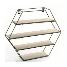 Trade Shop - Mensola Parete Esagonale 4 Mensole Ripiani Design Moderno Scaffale Legno Metallo -