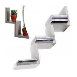 Trade Shop - Mensola Parete Moderna Design Zig Zag Mensole Muro Scaffale 3 Ripiani Bianco -
