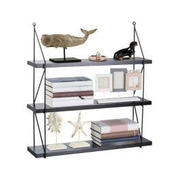 Trade Shop - Libreria Mensole Scaffale Parete Design Moderna Legno Metallo 3 Ripiani Nero -