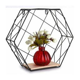 Trade Shop - Mensola Parete Esagonale 1 Ripiano Design Moderno Scaffale Legno Mdf Metallo Nero -